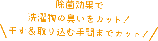 除菌効果で洗濯物の臭いをカット！干す＆取り込む手間までカット！